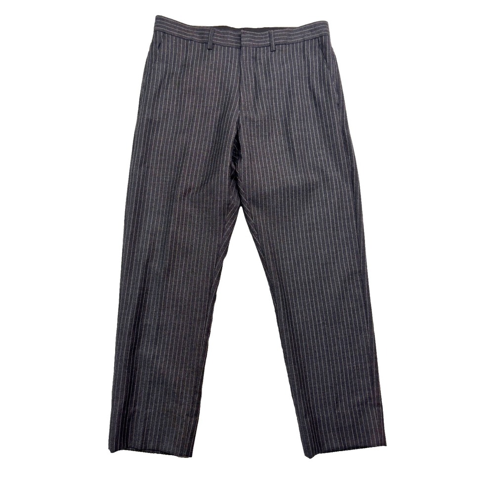 Nordstrom Rack 32x28 Gray Chalk Stripe Dress‎ Suit Pants Flannel Wool Flat Front